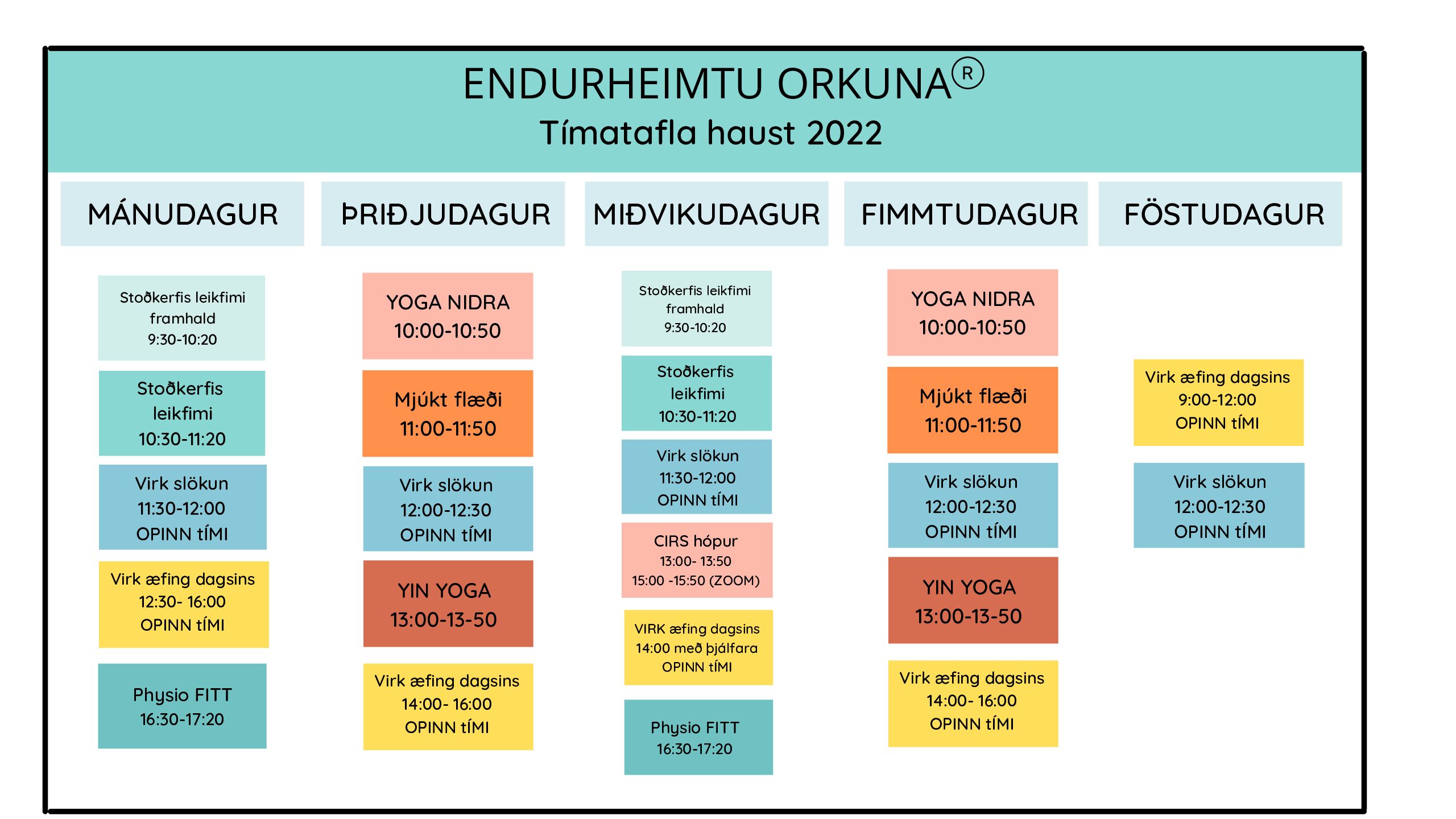 Stundarskrá 2022 haust ný
